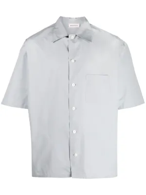 Alexander McQueen logo-print short-sleeved Shirt | Grey | FARFETCH