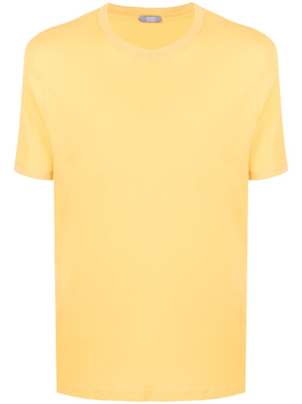 Zanone Short-sleeve Plain Cotton T-shirt In Yellow