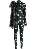 Atu Body Couture bow-detail polka-dot jumpsuit - Black