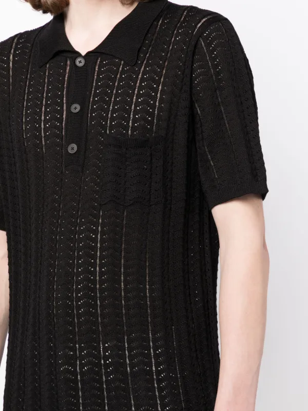 Corridor openwork-knit Polo Shirt | Black | FARFETCH