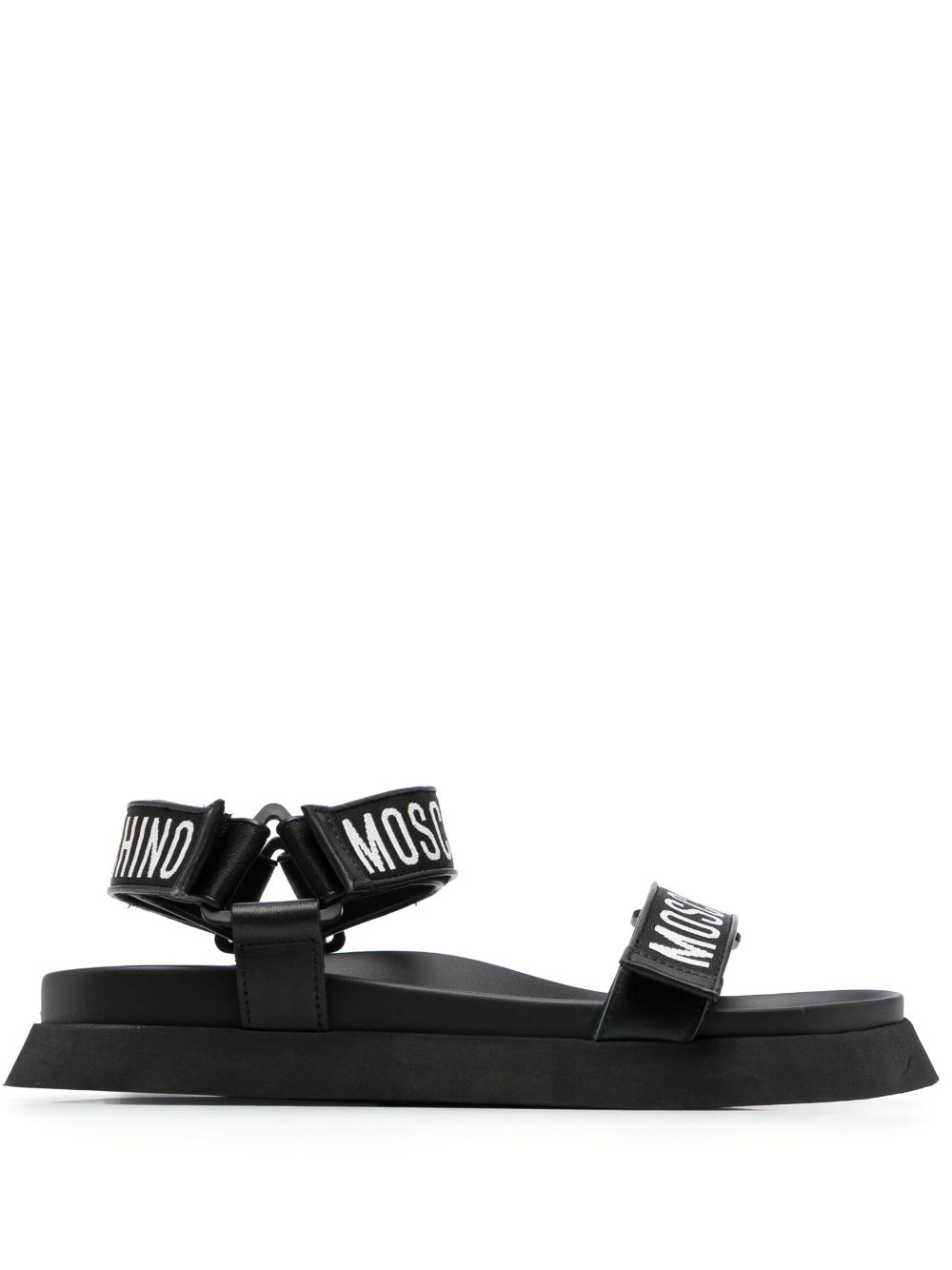 Moschino logo-strap leather sandals – Black