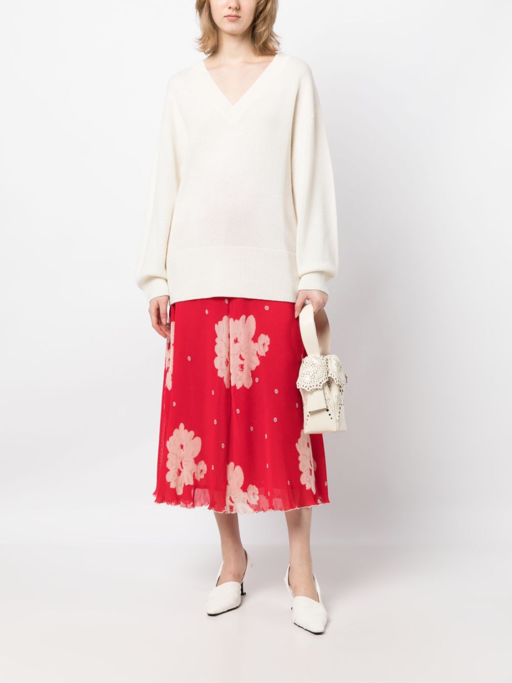 Shop Cynthia Rowley V-neck Wool-blend Jumper In White