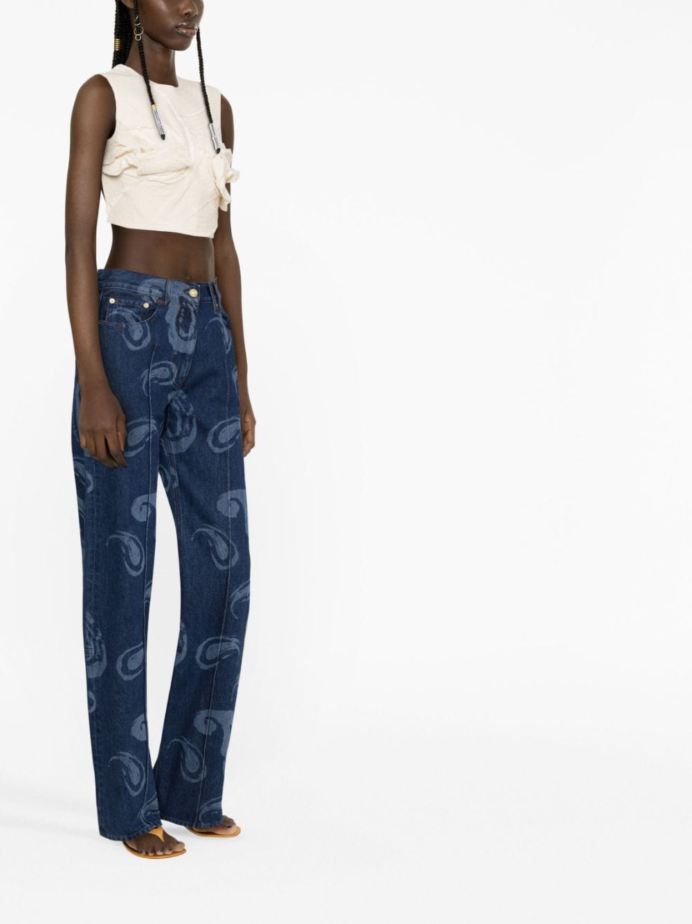 Jacquemus Le De Nims Bordado Low Rise Wide Jeans In 3df | ModeSens