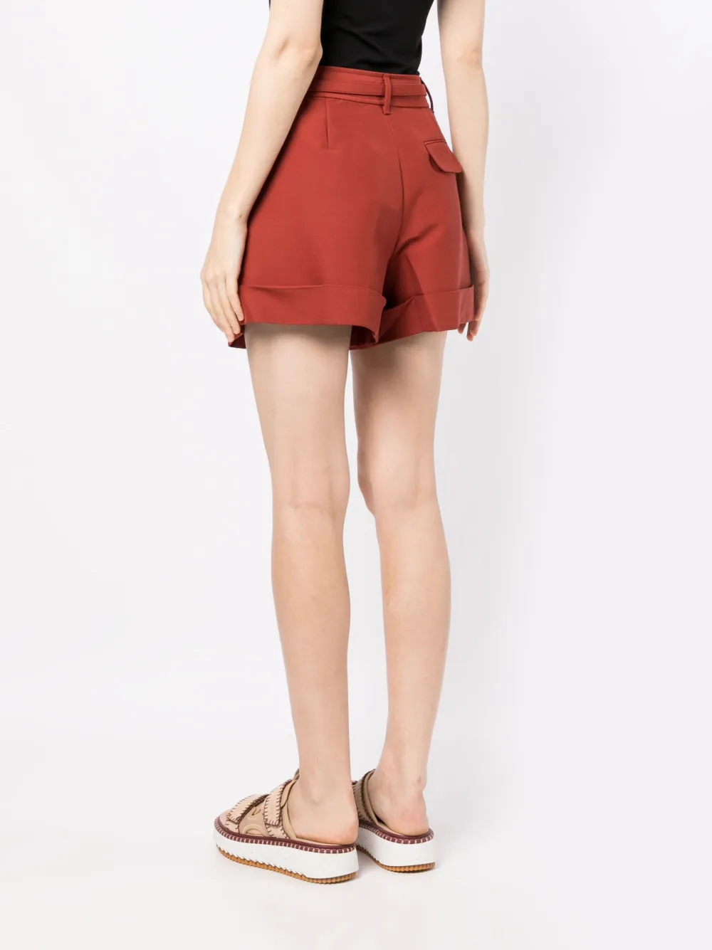 Zimmermann Belted Waist Wool-blend Shorts In Rot