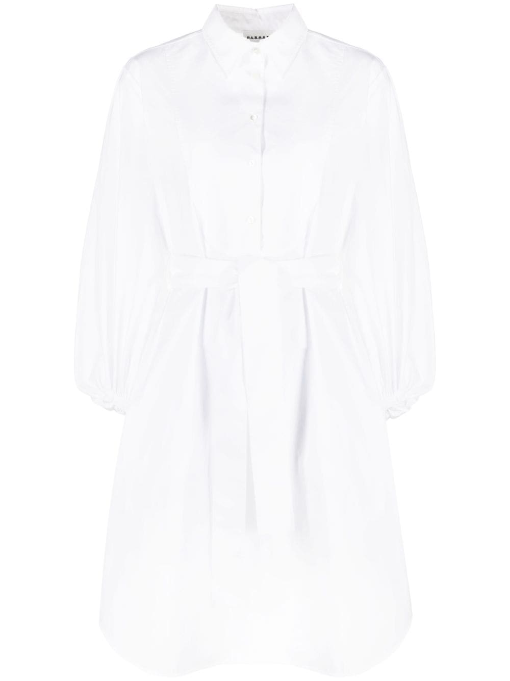 P.a.r.o.s.h Belted Long-sleeve Shirt Dress In Weiss