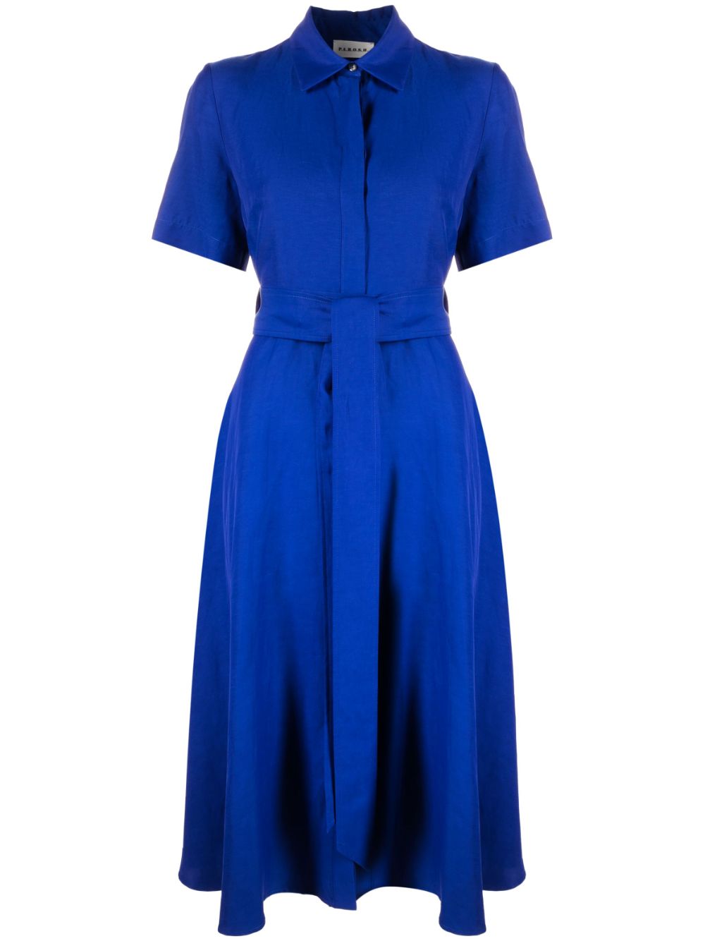 P.A.R.O.S.H. belted short-sleeve shirt dress - Blue