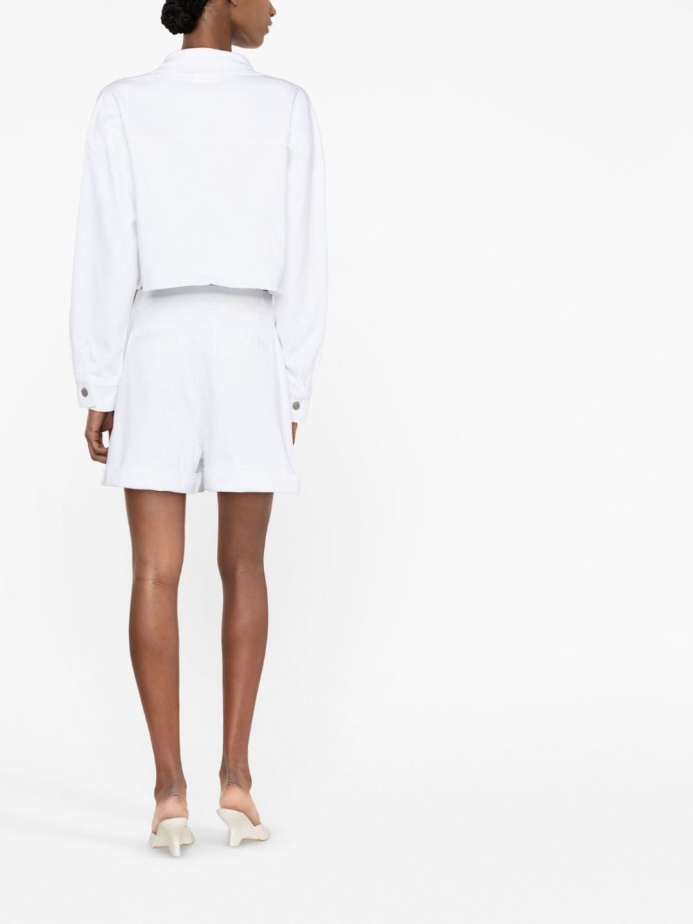 Shop P.a.r.o.s.h High-rise Side-button Shorts In White