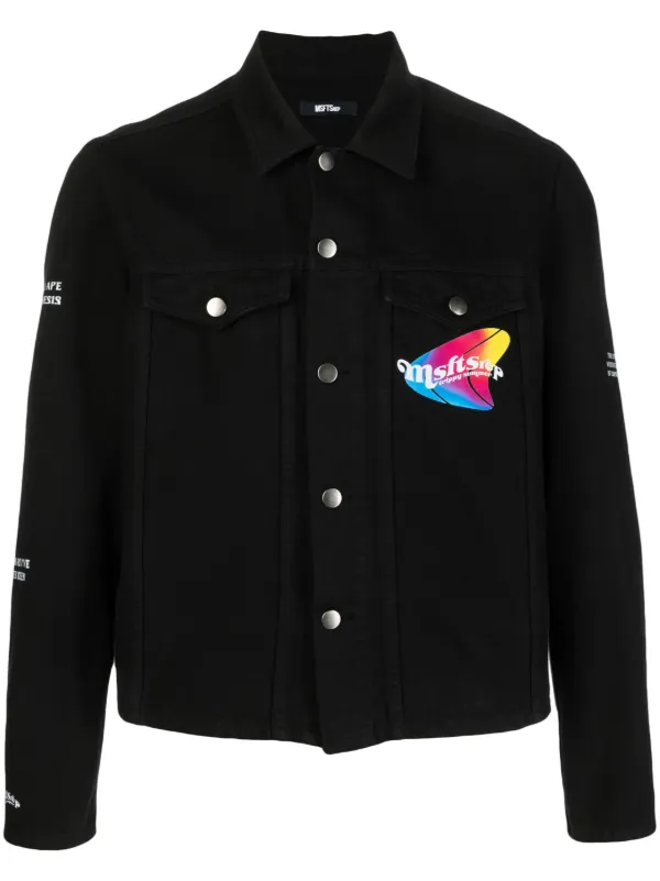 MSFTSrep logo print Denim Jacket Black FARFETCH CA