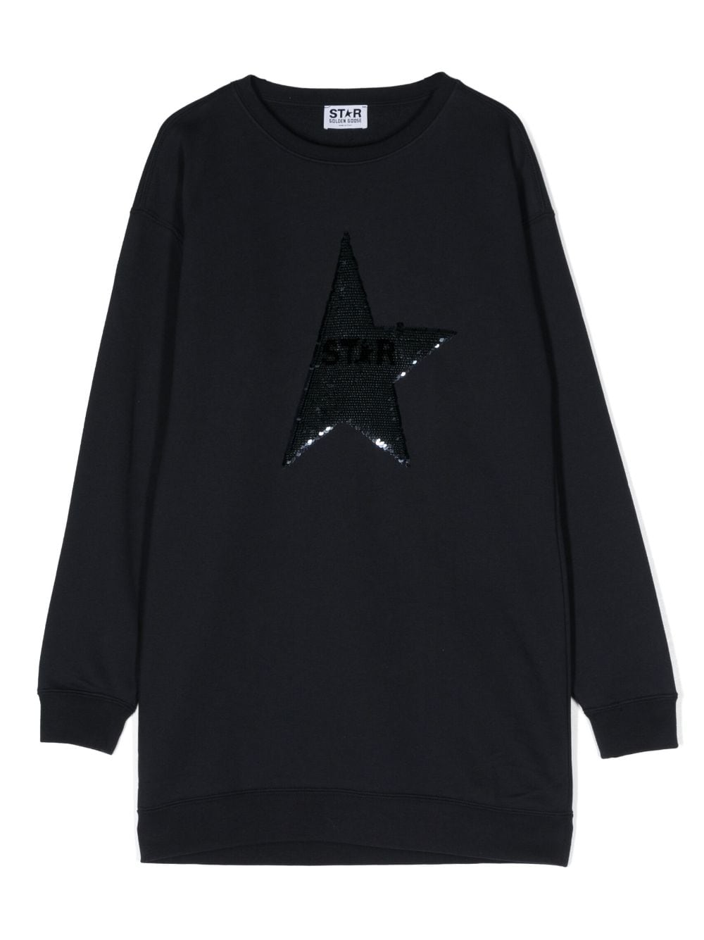 Shop Golden Goose Sequin-star Sweatshirt Dress In Blue