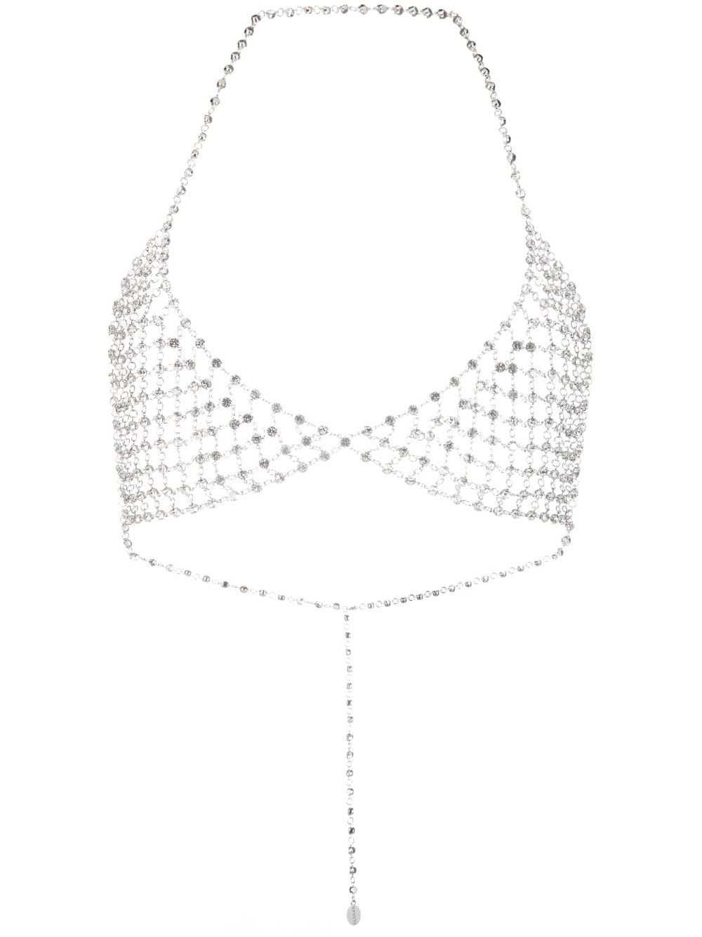 P.A.R.O.S.H. crystal-embellished mesh-chain bra top - Silver