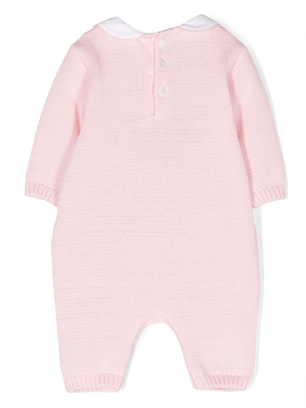 Shop Little Bear Teddy Bear Knitted Rompers In Pink