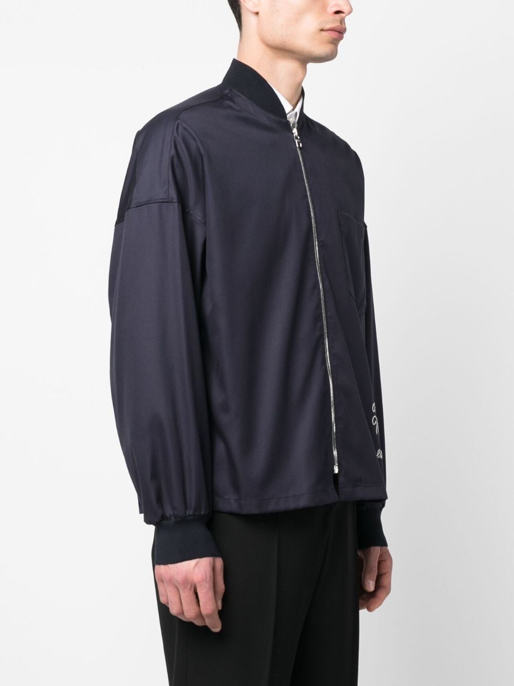 Shop Alexander Mcqueen Logo-embroidered Bomber Jacket In Blue