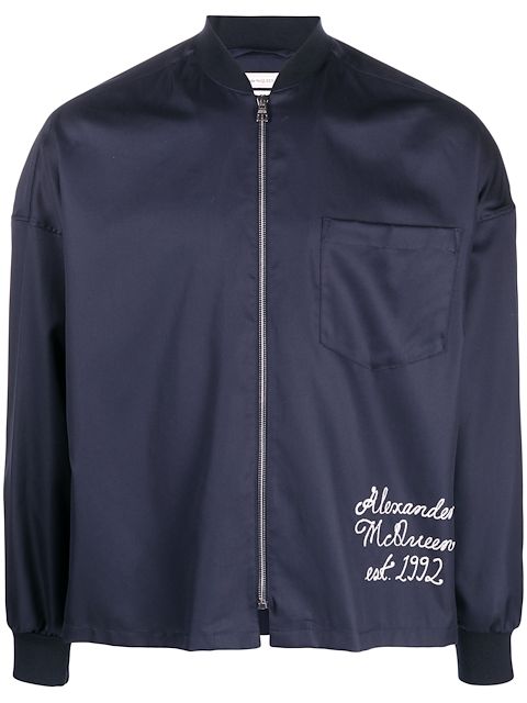 Alexander McQueen logo-embroidered bomber jacket