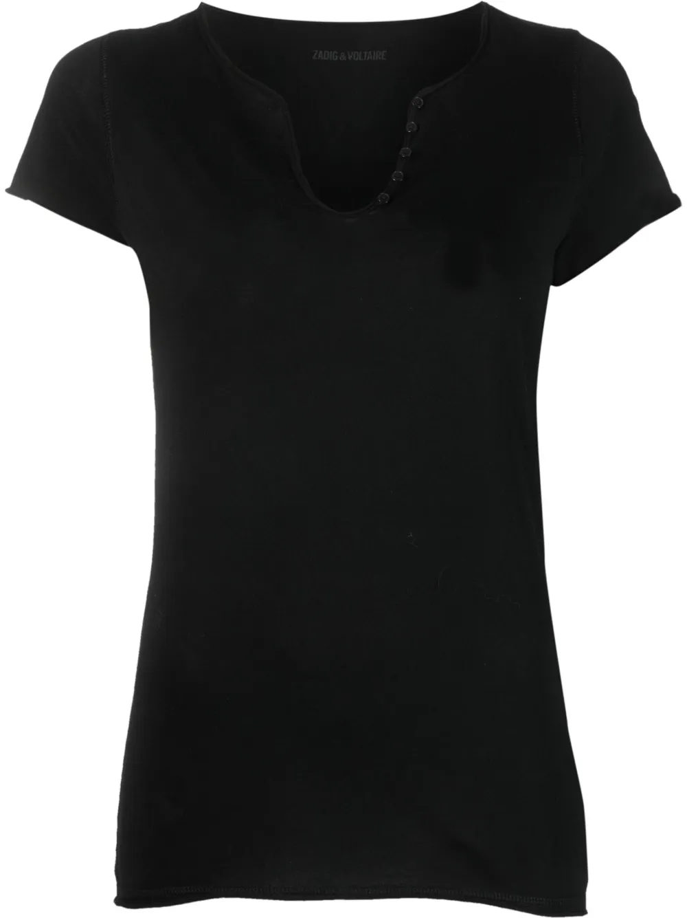 Zadig&Voltaire Blason Henley-neck logo-print T-shirt - Black