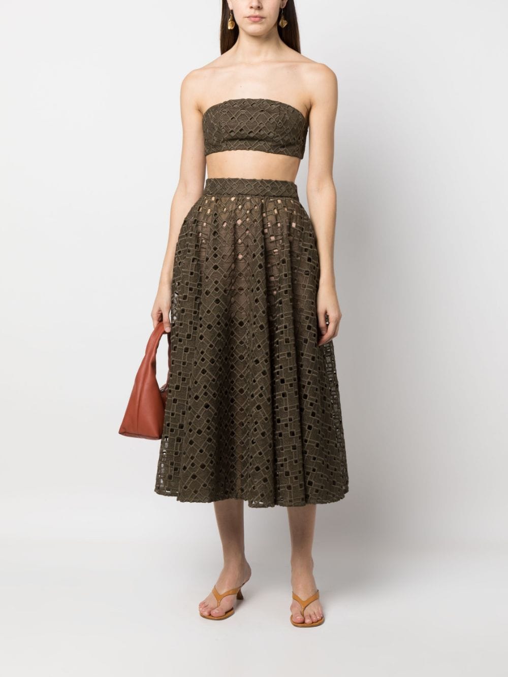 Shop Atu Body Couture Pleat-detail Eyelet-detail Skirt In Grün