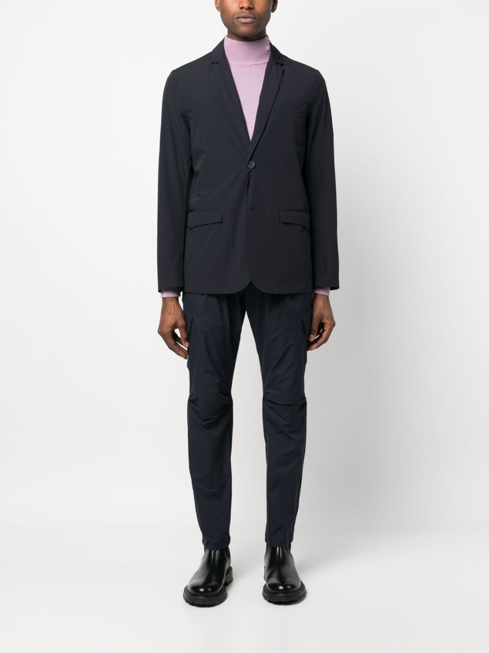 Shop Herno Drawstring Tapered Trousers In Blau
