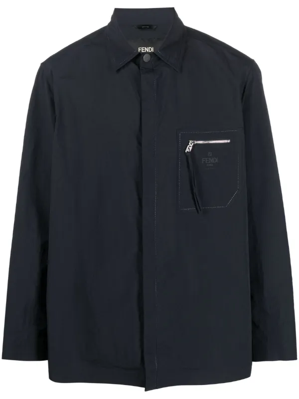 FENDI zip pocket Shirt Jacket Blue FARFETCH IE