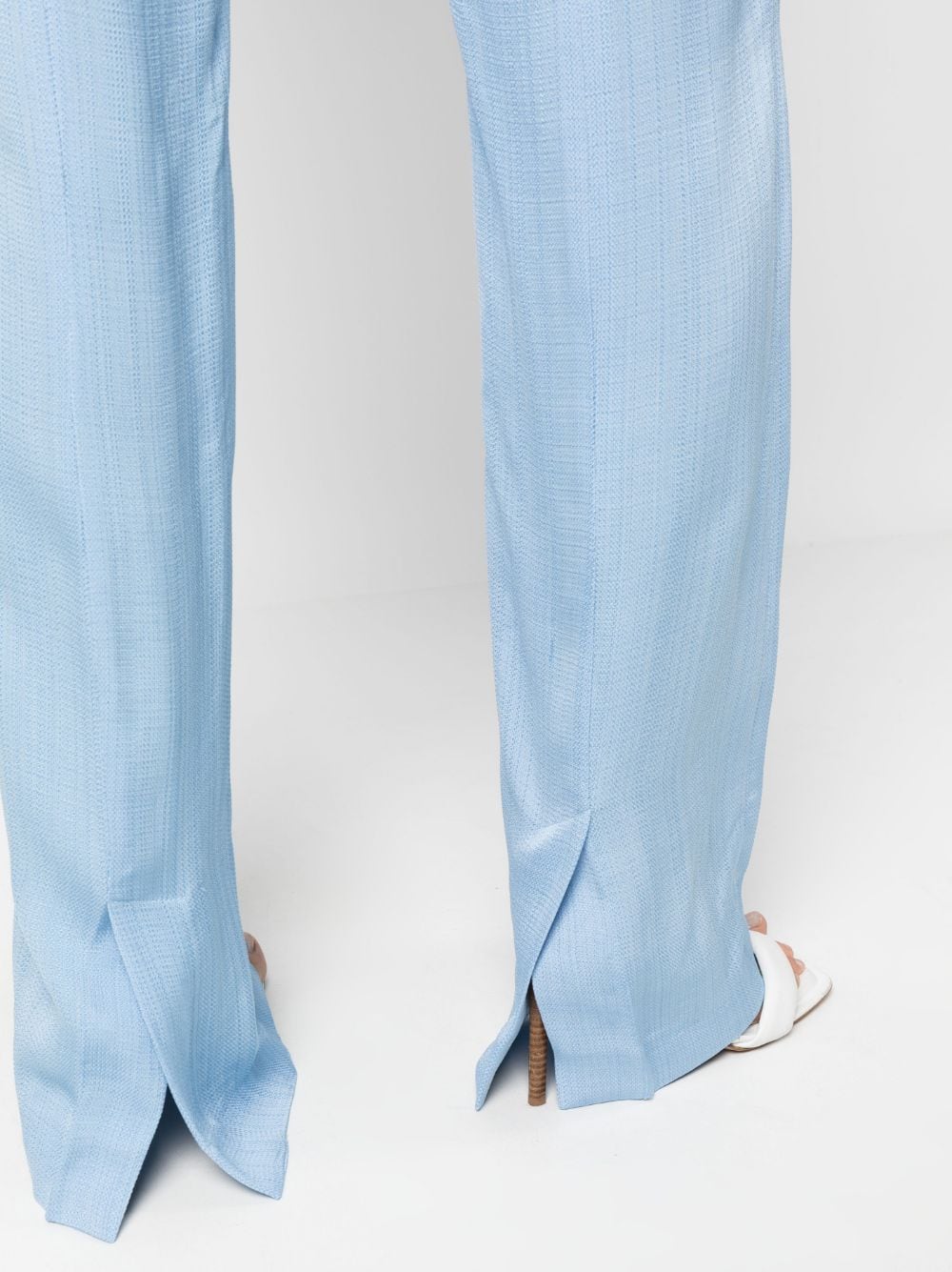 Shop Rohe Pressed-crease Wide-leg Trousers In Blau