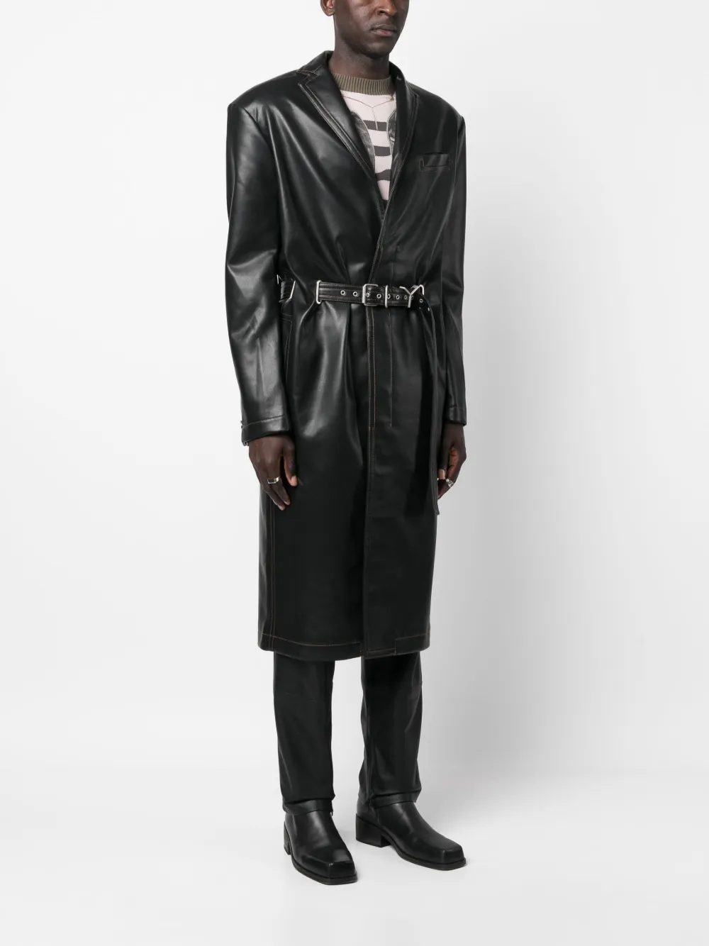 Y/project Belted Coat In Black