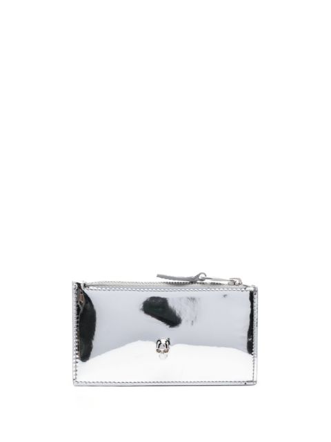 Alexander McQueen skull-embellished metallic-effect wallet Women