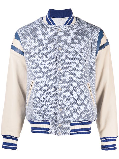 Rhude diamond-jacquard baseball jacket