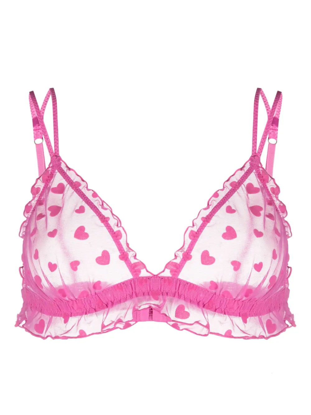 Love Stories Heart-print Semi-sheer Bralette In Pink