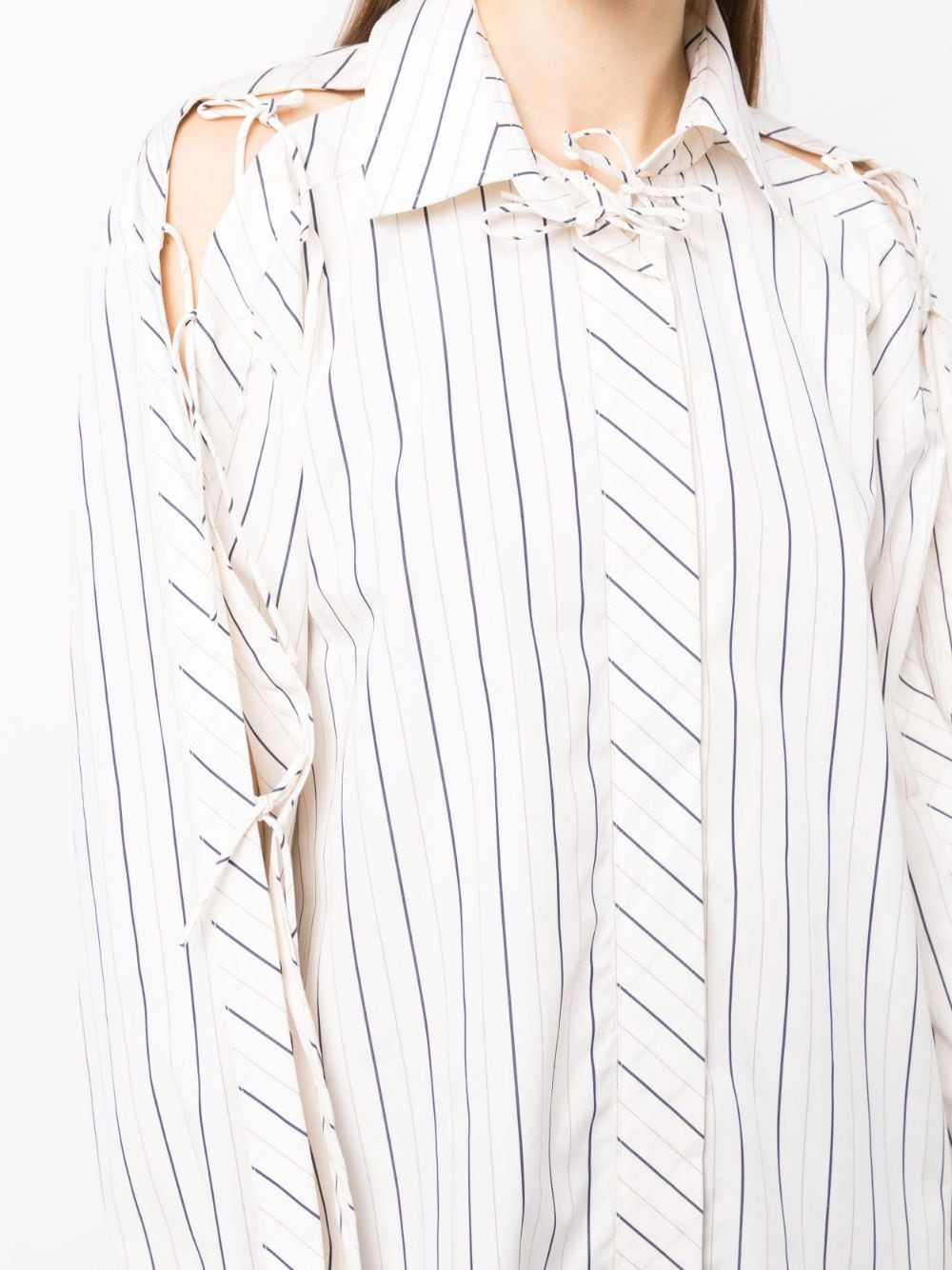 Shop Palmer Harding Stripe-print Lace-up Shirt In Neutrals