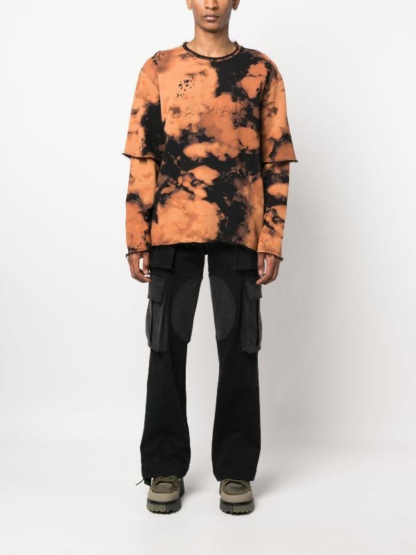 Balmain burnt-print Layered T-shirt - Farfetch