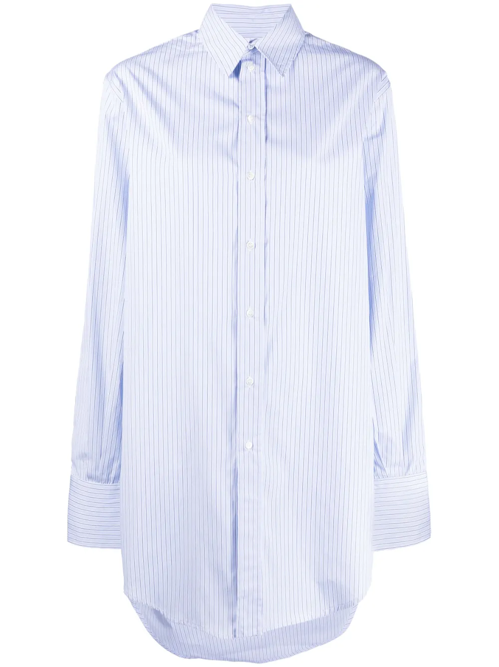 Sa Su Phi Marcella Striped Longline Cotton-poplin Shirt In Blau