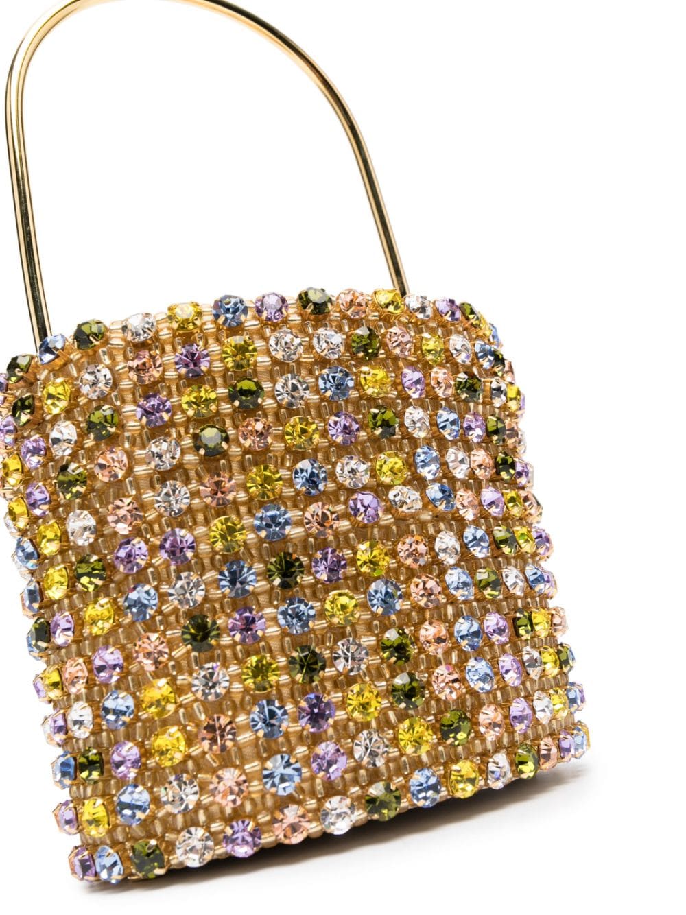 Shop Vanina Les Nuances Crystal-embellished Bucket Bag In Gold