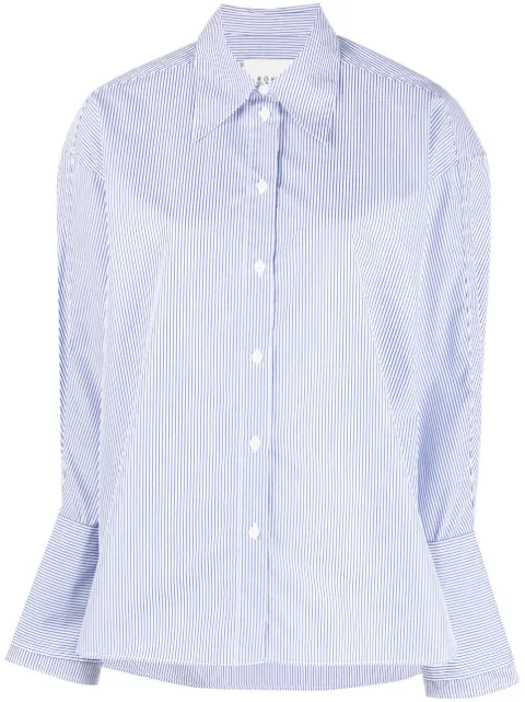 oversize-arm striped shirt