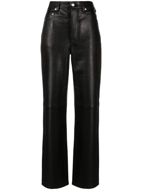 Mainless Grainy leather straight trousers 
