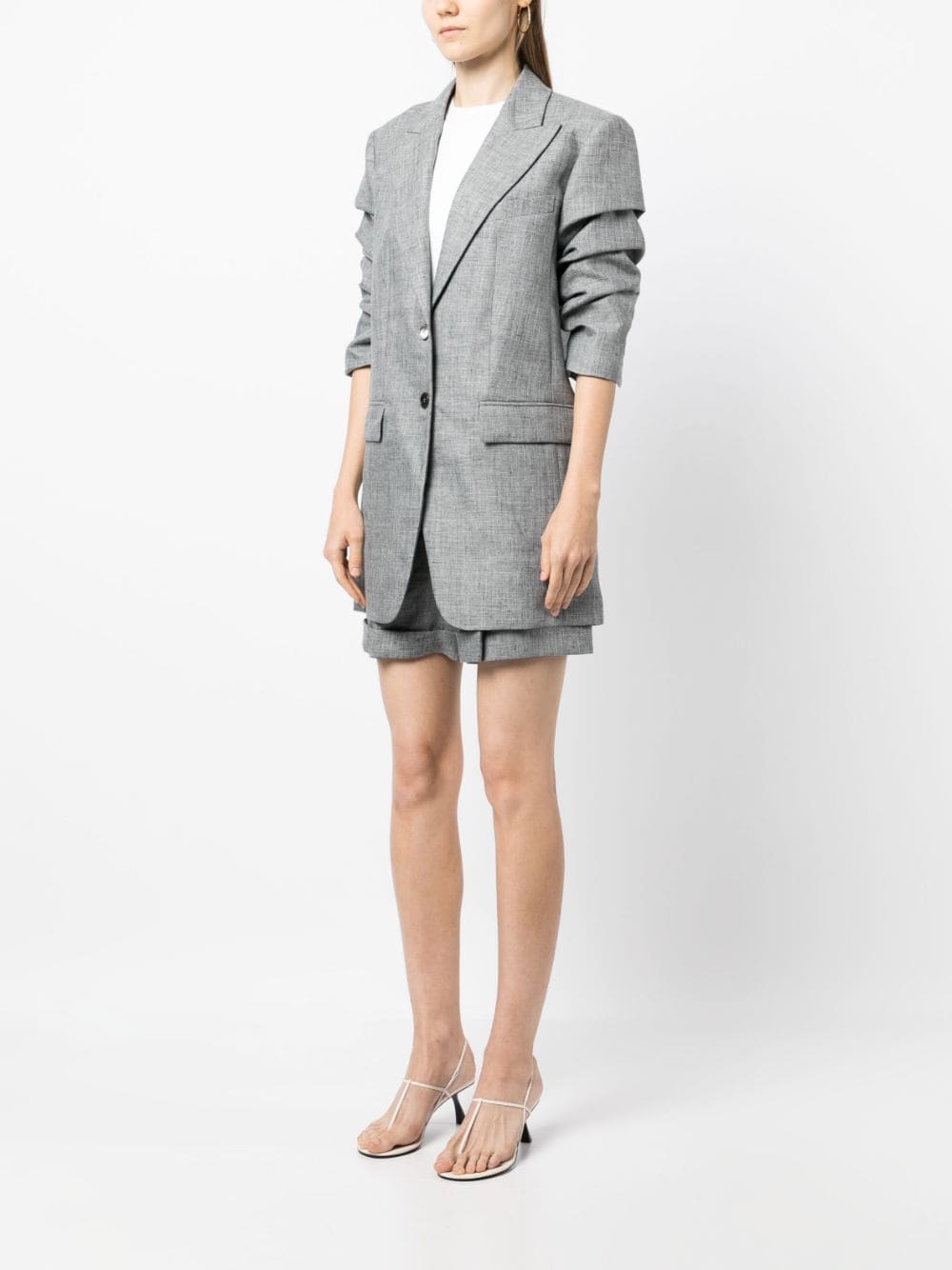 michael kors collection single-breasted linen blazer - grey