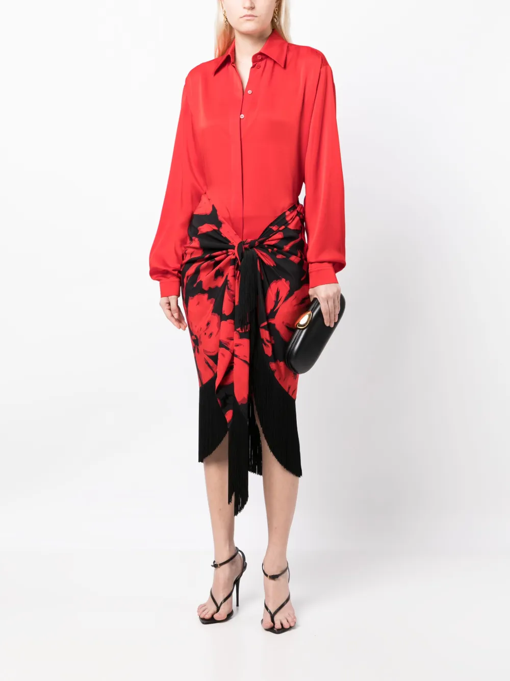 Michael Kors Collection Blouse met puntkraag - Rood