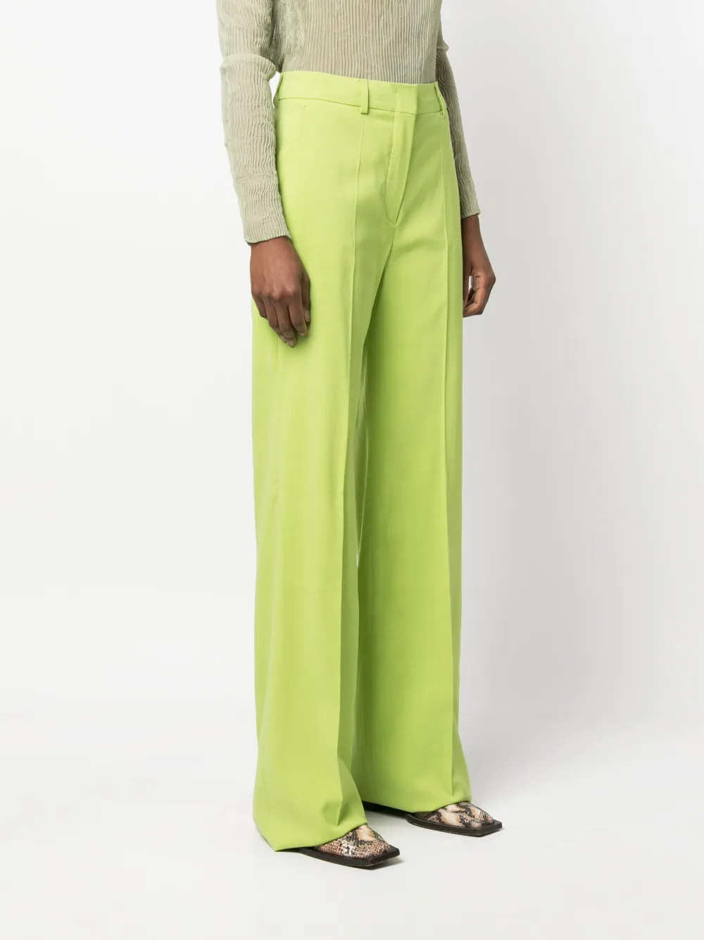 Sportmax High-waisted Wide Leg Trousers In Green