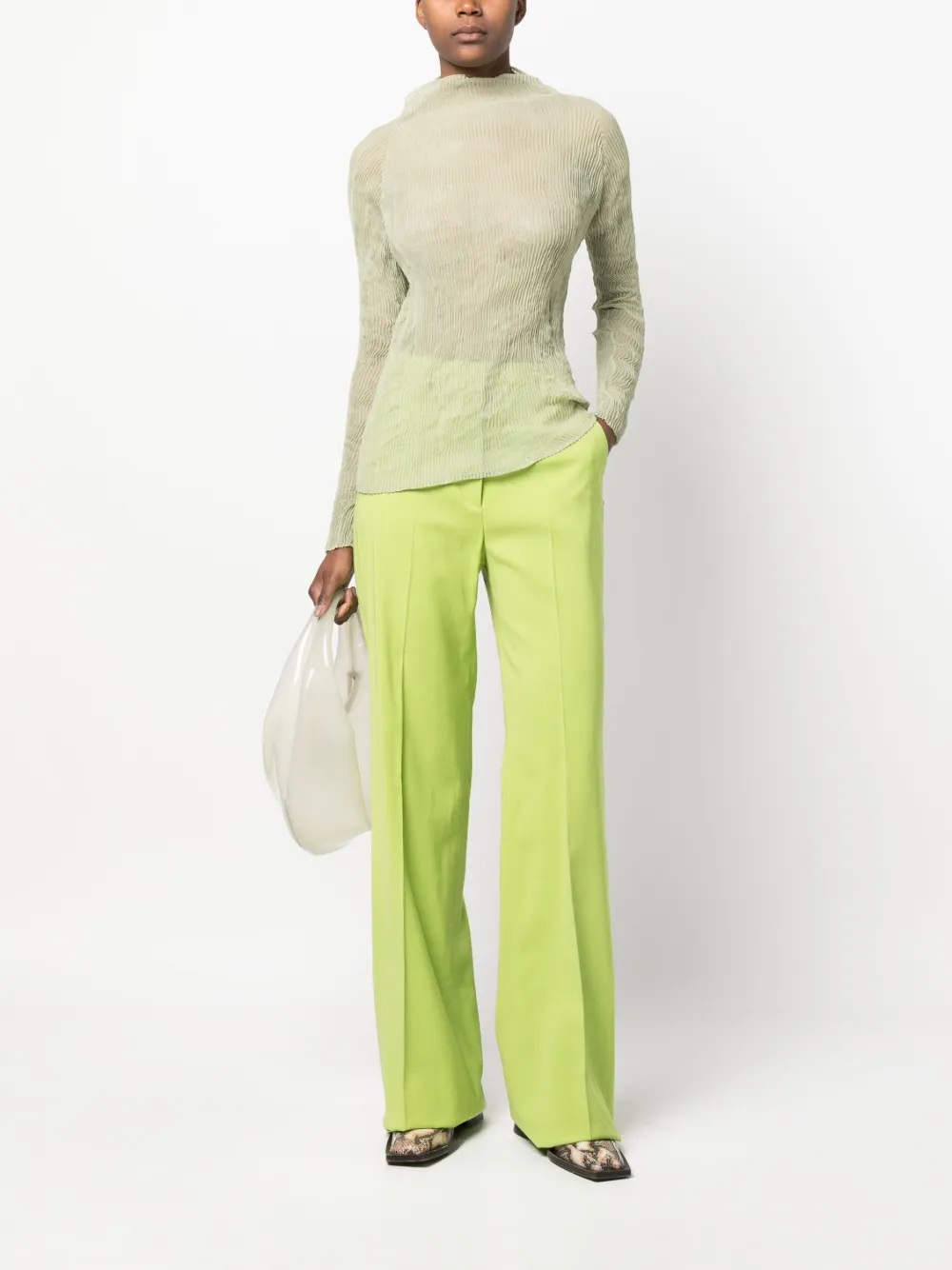 Sportmax High-waisted Wide Leg Trousers In Green