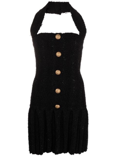 Balmain tweed halterneck mini dress Women