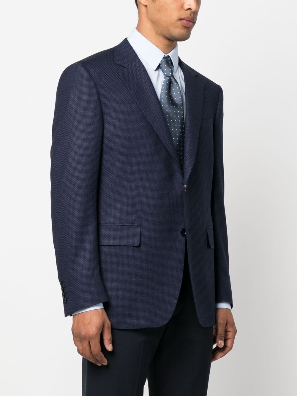 Shop Canali Canvas Single-breasted Blazer In Blue