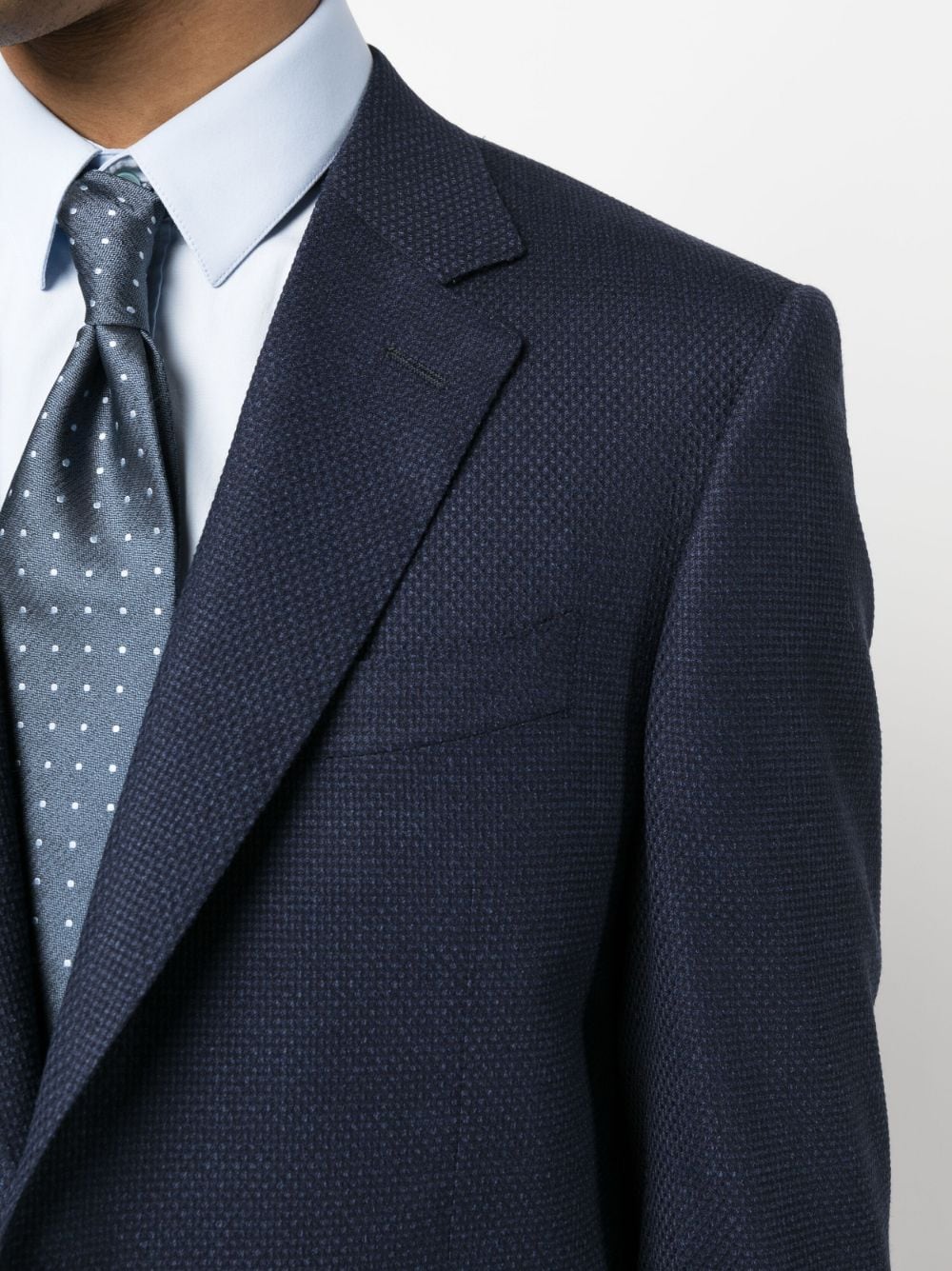 Shop Canali Canvas Single-breasted Blazer In Blue