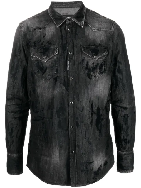 DSQUARED2 camisa de mezclilla con efecto envejecido