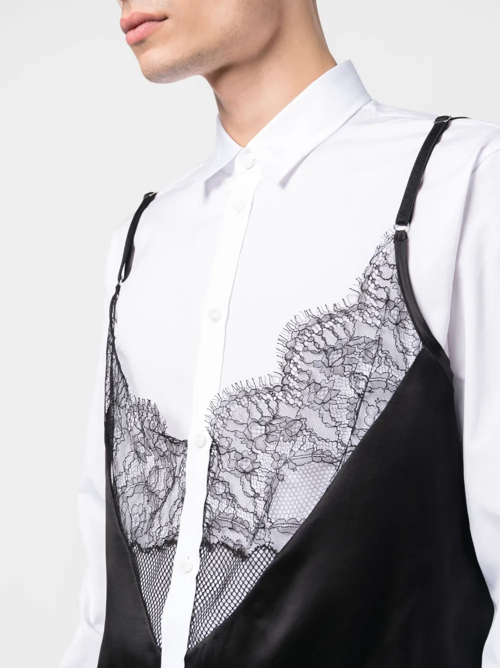 Dsquared2 Layered Lace-embellished Shirt In White