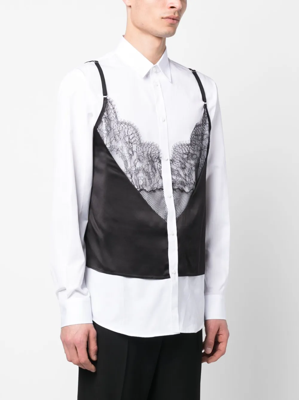 Dsquared2 Layered Lace-embellished Shirt In White