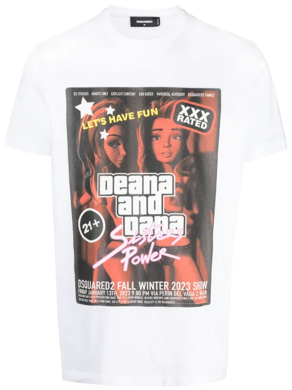 DSQUARED2 グラフィック ロゴ Tシャツ ホワイト Lサイズ メンズ DSQUARED2 グラフィック Tシャツ | ホワイト | FARFETCH JP