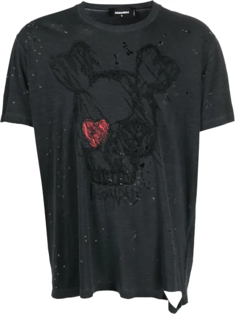 DSQUARED2 t-shirt effet-usé en coton à imprimé graphique