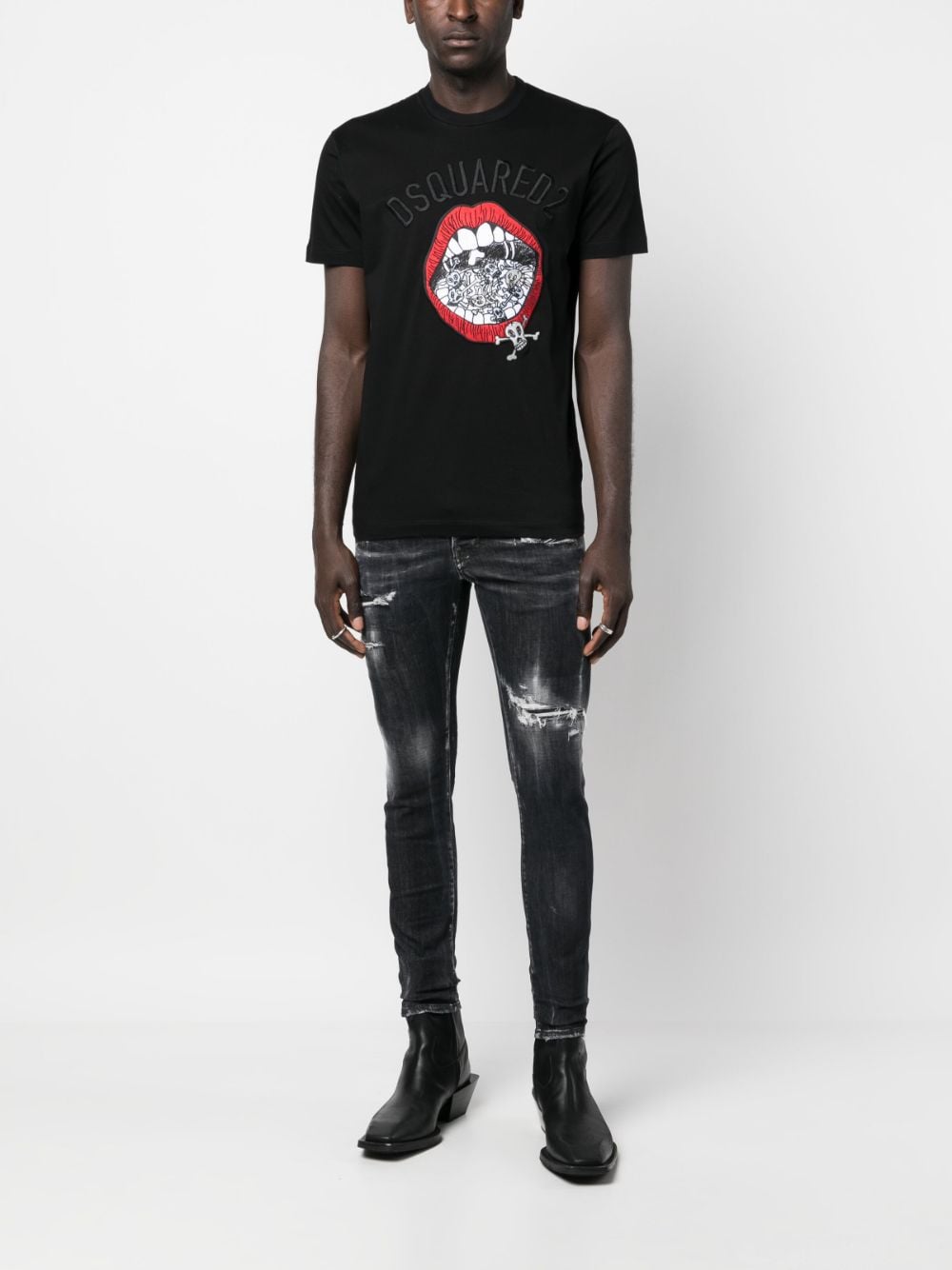 Shop Dsquared2 Graphic-print Cotton T-shirt In Black