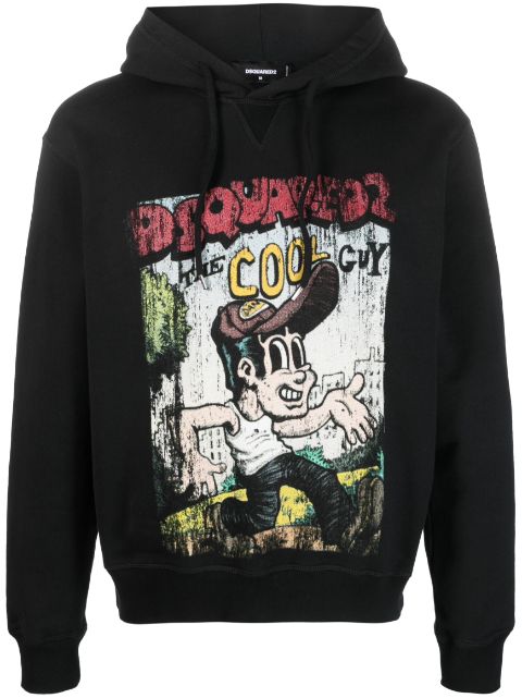 DSQUARED2 graffit-print cotton hoodie Men