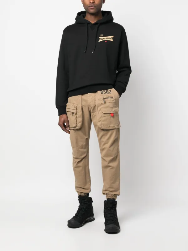 DSQUARED2 logo-print Cotton Hoodie | Black | FARFETCH