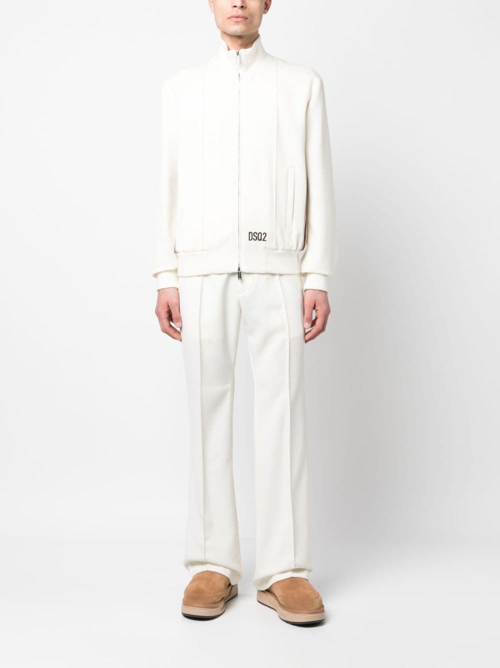 Shop Dsquared2 Pleated Straight-leg Trousers In White