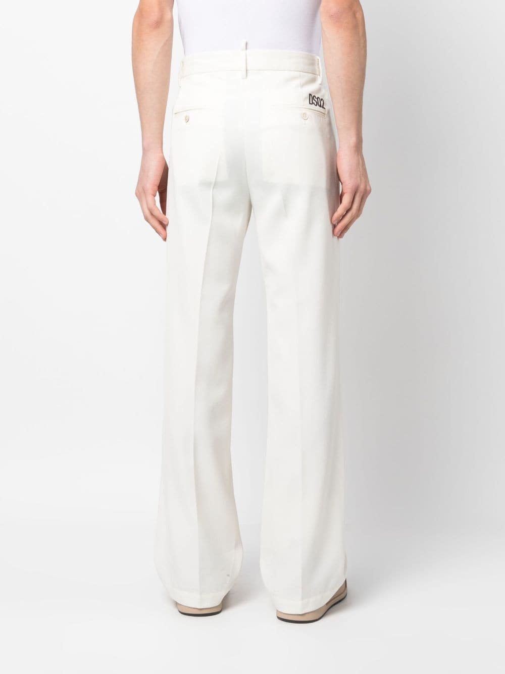Shop Dsquared2 Pleated Straight-leg Trousers In White