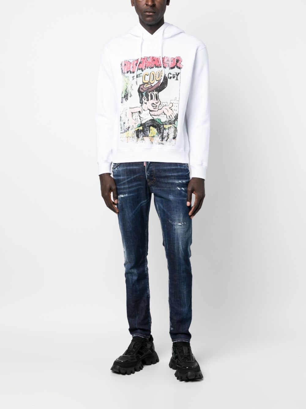 Image 2 of Dsquared2 distressed-finish tapered-leg jeans